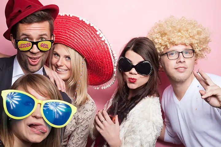 Photo Booth Rental Los Angeles-group of people using a photo booth (14)